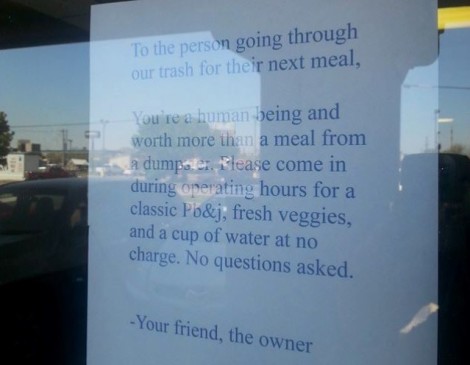 Oklahoma Restaurant Owner Writes Note For Dumpster Diver