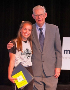 Cincinnati student Katie Perry received the Roger Grein Philanthropy Award from Magnified Giving