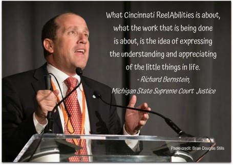 Michigan Supreme Court Justice Richard Bernstein spoke about appreciation at the 2017 Cincinnati ReelAbilities Film Festival