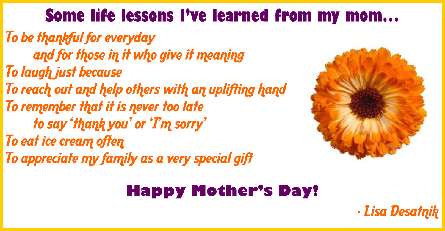 Mother Lessons. Lessons learned. Mom lesson