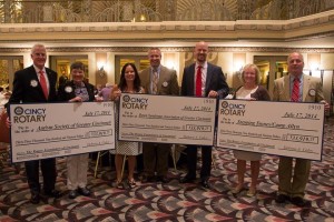 Rotary Club of Cincinnati presented checks to The Down Syndrome Association of Greater Cincinnati, Stepping Stones for Camp Allyn, and The Autism Society of Greater Cincinnati 