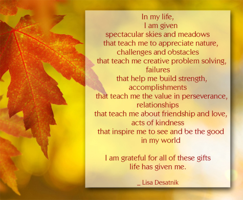 quote about gratitude by Lisa Desatnik on Thanksgiving