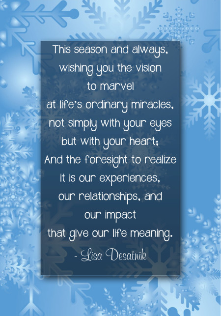 holiday message from Lisa Desatnik