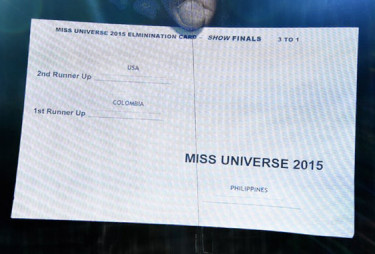Miss Universe 2015 winner card