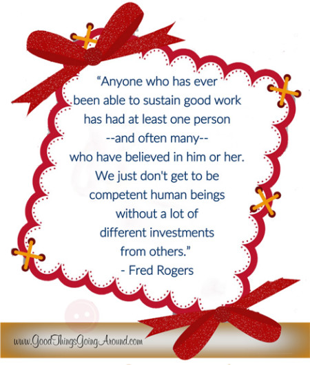 an inspirational quote from Fred Rogers about encouragement of others