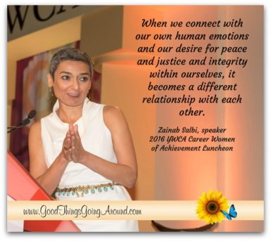 Zainab Salbi, keynote speaker at the 2016 YWCA of Greater Cincinnati Career Women of Achievement, reminded guests that the journey of courage and truth begins on a cliff. Read more in this post.