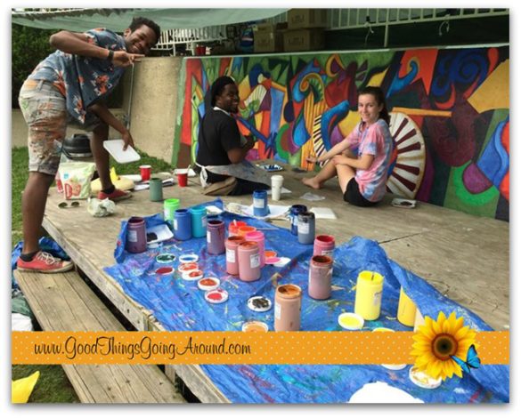 Cincinnati artist Cedric Michael Cox partnered with Fairview-Clifton German Language School to create a mural for the Clifton Cultural Arts Center