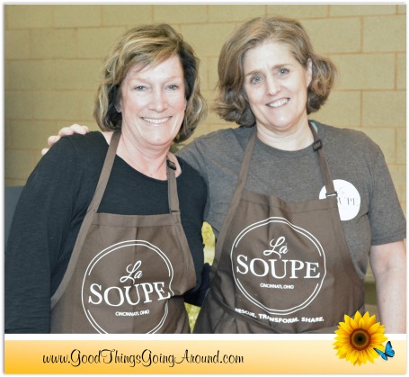 Led by Suzanne Deyoung of La Soupe and Julie Riney Richardson, Indian Hill High school students prepared over 5,000 quarts of soup made from rescued food.